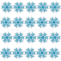 Computerized Embroidery Cloth Iron on/Sew on Patches, Costume Accessories, Appliques, Snowflake, Light Sky Blue, 62x63~65x1mm