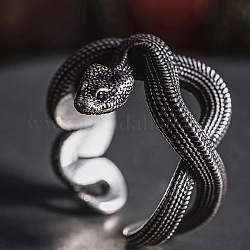 Offener Manschettenring aus Legierung mit Schlangenmuster für Männer und Frauen, Antik Silber Farbe, uns Größe 8 (18.1mm)