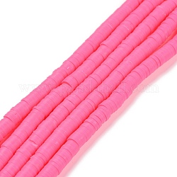 Handmade Polymer Clay Beads Strands, for DIY Jewelry Crafts Supplies, Heishi Beads, Disc/Flat Round, Fuchsia, 6x0.5~1mm, Hole: 1.8mm, about 290~320pcs/strand, 15.75 inch~16.14 inch(40~41cm)