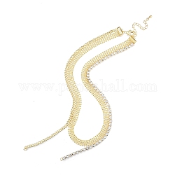 Halsketten aus Messing mit Mikropavé und klaren Zirkonia, Perlenkette Halskette, Nickelfrei, echtes 18k vergoldet, 14-5/8 Zoll (37 cm), Bohrung: 1.8 mm