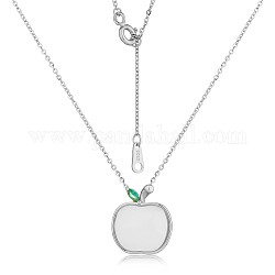 Collier pendentif pomme jade blanc hetian naturel, bijoux en argent sterling 925 rhodié pour femme, platine, 15.75 pouce (40 cm)
