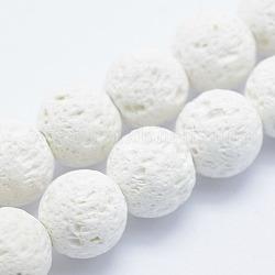 Synthetic Lava Rock Beads Strands, Dyed, Round, White, 6mm, Hole: 1mm, , about 63pcs/strand, 15.7 inch(40cm)
