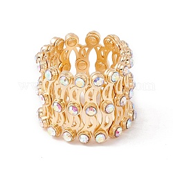 Bracelet anneau rétractable pliant strass, bracelet anneaux télescopiques en laiton pour femme, cristal ab, diamètre intérieur: 17.5~59 mm
