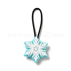 Christmas PVC Plastic Pendant Decorations, with Nylon Cord and Plastic Findings, Snowflake, White, 63.5mm