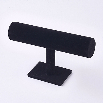 Soportes de exhibición de pulsera de terciopelo con barra en T, negro, 13.7x24x7.1 cm