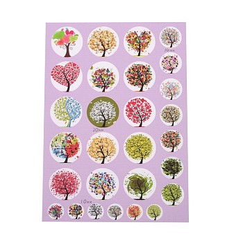 DIY Scrapbooking Bottle Caps Tree of Life Pattern Non-Adhesive Paper Stickers Collage Sheets for Clear Flat Round Glass Tile Cabochon Pendants AJEW-L024-02