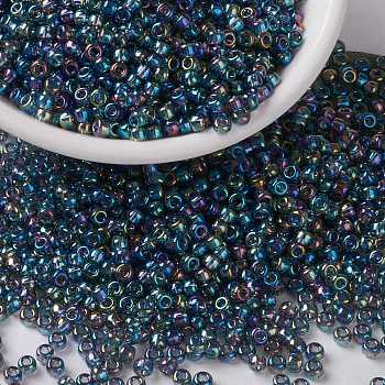 MIYUKI Round Rocailles Beads, Japanese Seed Beads, 8/0, (RR249) Transparent Gray AB, 3mm, Hole: 1mm, about 422~455pcs/10g