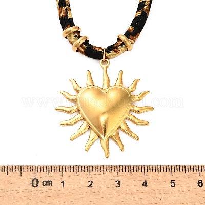 Ожерелья из фланелевого шнура с леопардовым принтом из нержавеющей стали 304 NJEW-K289-01A-G-1