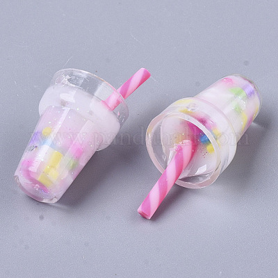 Glass Straws With Resin Charms - Cow