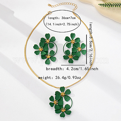 Orecchini a bottone in ferro con fiore e collane pendenti per le donne&nbsp;WG30632-04-1