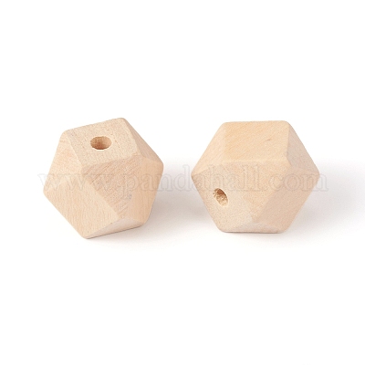 Natural Unfinished Wood Beads, Square Cut Round Beads, BurlyWood,  19.5~20x25.5x25.5mm, Hole: 4.5mm