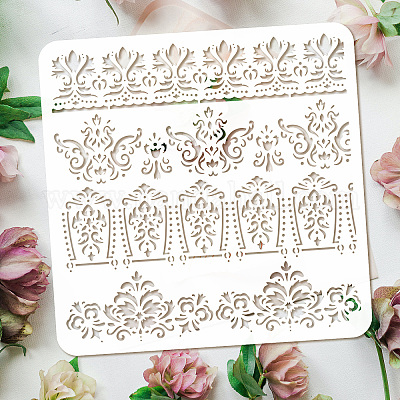 Flower border stencil, beautiful stencils for walls. Damask stencils,  flower stencils, border stencils and more