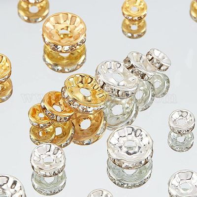 720 шт. 3 стиля 2 цвета железные бусины-разделители со стразами&nbsp;IFIN-NB0001-39-1