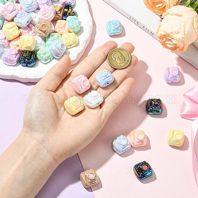 50 шт. 10-цветные непрозрачные акриловые бусины с УФ-покрытием&nbsp;PACR-CJ0001-47-1