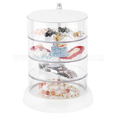 4 Layers Jewelry Organizer Storage Box, Rotatable Hair Tie Container Earrings  Holder Organizer