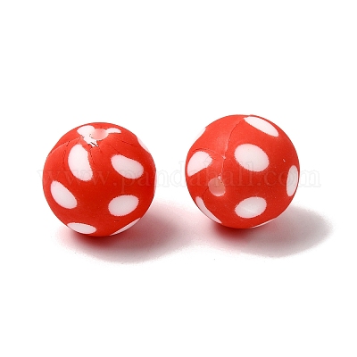 Круглые бусины из пищевого силикона с точечным принтом в виде волны&nbsp;PW-WG66974-55-1