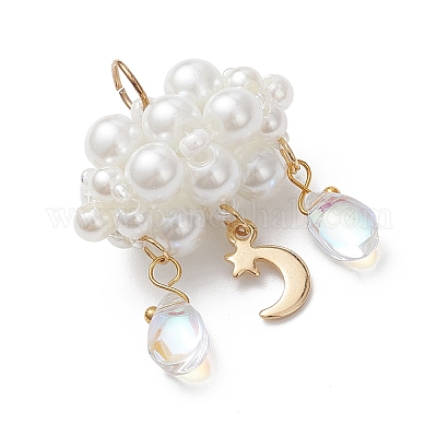 Подвески из перламутрового стекла с бусинами из жемчуга PALLOY-MZ01101-03-1