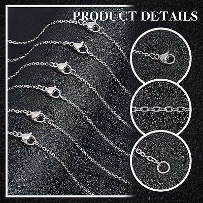 UNICRAFTALE 30pcs 17.7inch Cable Chain Necklace Stainless Steel Chains 1.5mm Wide Necklace Chain with Lobster Claw Clasps for DIY