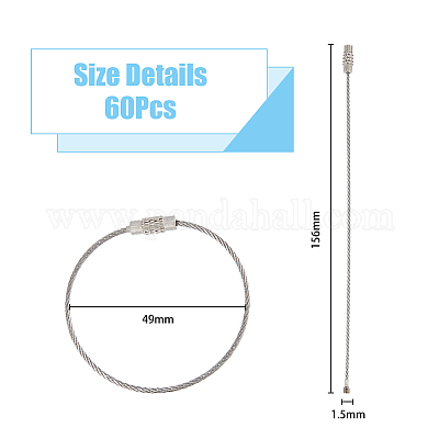 Dicosmetic 60 pz portachiavi in filo anelli per cavi 15.6 cm portachiavi in  acciaio inossidabile anello