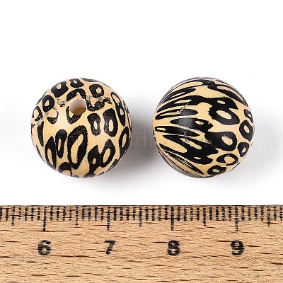 Круглые бусины из АБС-пластика с леопардовым принтом&nbsp;SACR-T017-75A-01-1