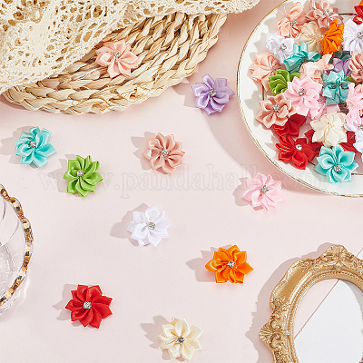 100 шт. 10 цвета полиэстеровый стразы цветок для украшения аппликации своими руками свадьба&nbsp;FIND-SP0004-89-1