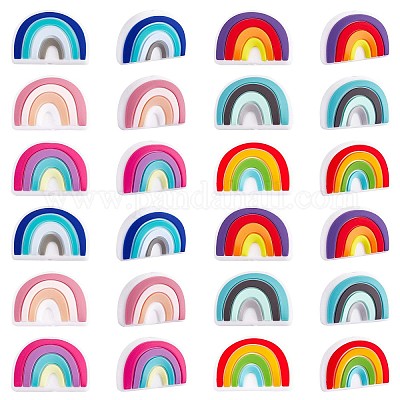 Wholesale 18Pcs 6 Colors Rainbow Silicone Focal Beads Bulk Rainbow