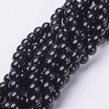 Natural Black Onyx Round Beads Strands GSR8mmC097-1