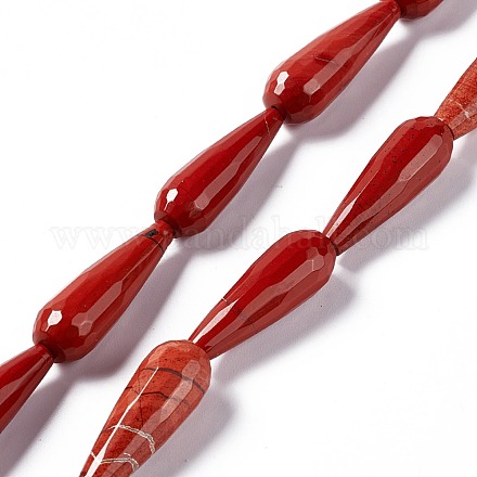 Rosso naturale perline di diaspro fili G-I328-03-1