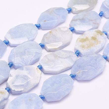 Chapelets de perles en agate avec dentelle bleue naturelle G-F509-82-1
