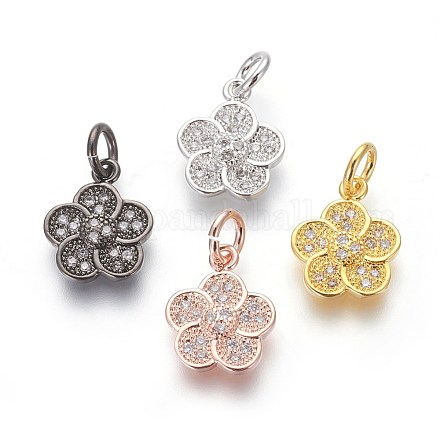 Brass Micro Pave Cubic Zirconia Charms ZIRC-J021-17-RS-1