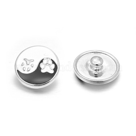 Plat rond à pied impression alliage émail bijoux boutons pression SNAP-D003-04-NR-1