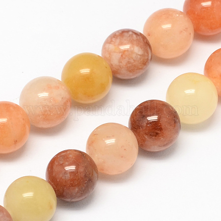 Natural Red and Yellow Jade Bead Strands G-R193-06-8mm-1