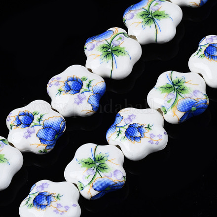 Fili di perline in ceramica di porcellana fatti a mano PORC-S502-034A-1