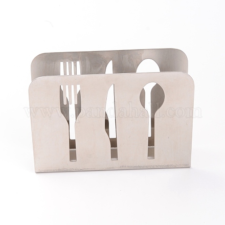 ステンレス製ナプキンホルダー304個  食器模様の長方形  ステンレス鋼色  12.1x3.3x8.8cm DJEW-WH0033-50-1