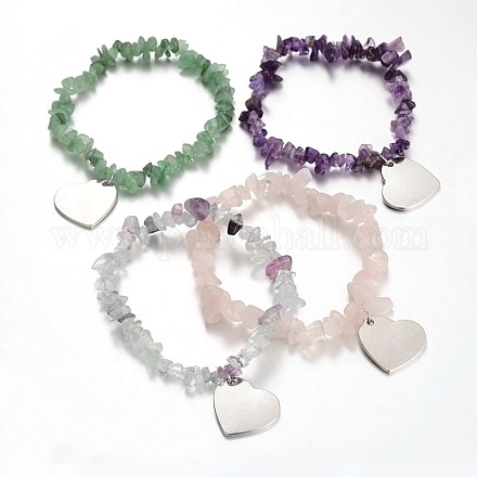 Bracelets en pierre gemme naturelle avec breloque BJEW-JB01964-1