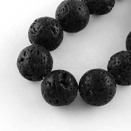 Dyed Natural Lava Gemstone Round Bead Strands G-R293-12-1