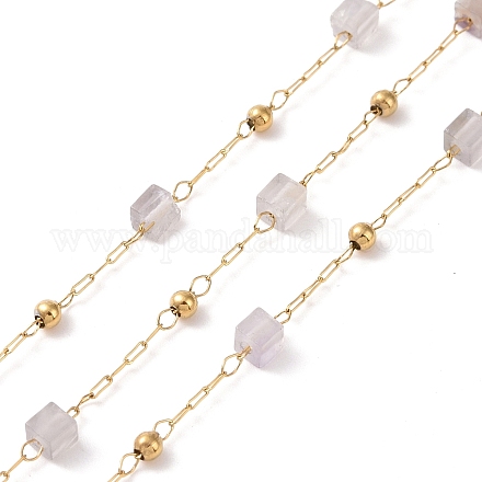 Chaînes de perles carrées d'améthyste naturelle AJEW-J035-02G-09-1
