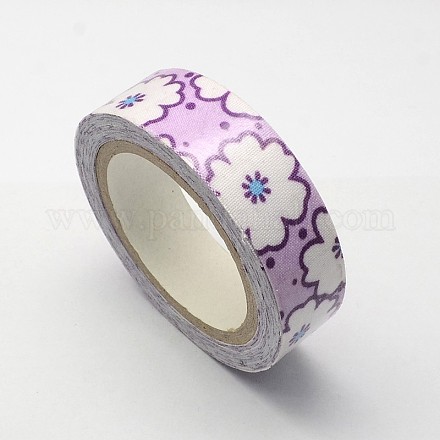 片面印刷花柄コットンリボン  他方の側のマスキングテープで  紫色のメディア  5/8インチ（15mm）  約4.37ヤード/ロール（4メートル/ロール）  10のロール/グループ OCOR-S071-1.5cm-03-1
