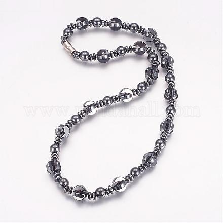 Non-magnetic Synthetic Hematite Beaded Necklaces NJEW-P154-06-1