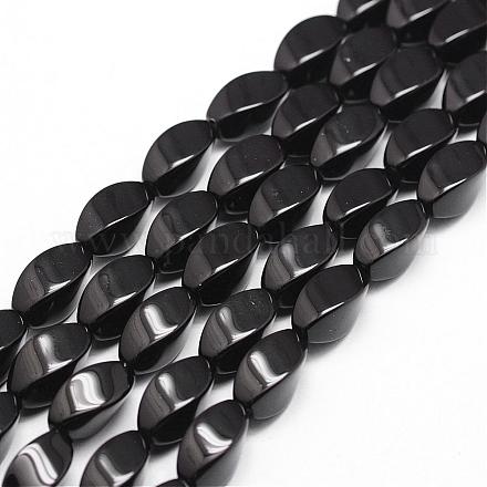 Brins de perles d'onyx noir naturel G-P161-07-12x6mm-1