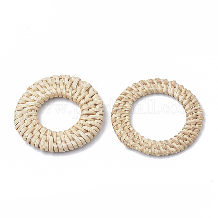 Handmade Reed Cane/Rattan Woven Linking Rings WOVE-Q075-15-1