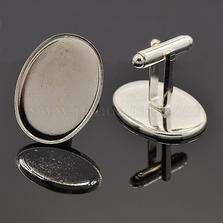Apparel Accessories Brass Cuff Buttons Cufflinks Cabochon Settings KK-O007-01S-1