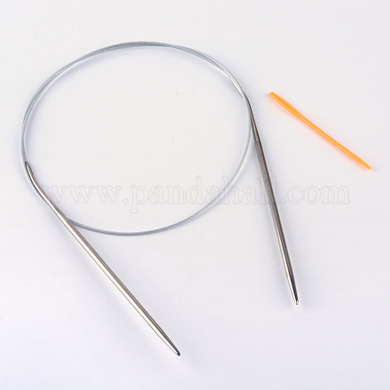 鋼線ステンレス鋼円形編み針とランダムな色のプラスチック製のタペストリー針  利用できるより多くのサイズ  ステンレス鋼色  650x4.5mm  52x1mm  2個/袋 TOOL-R042-650x4.5mm-1
