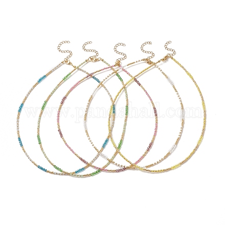 Colliers de perles de verre pour femmes NJEW-JN04230-1