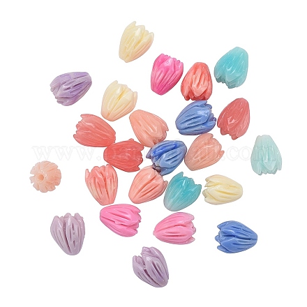 40Pcs 8 Colors Shell Powder Resin Beads RESI-CJ0001-144-1