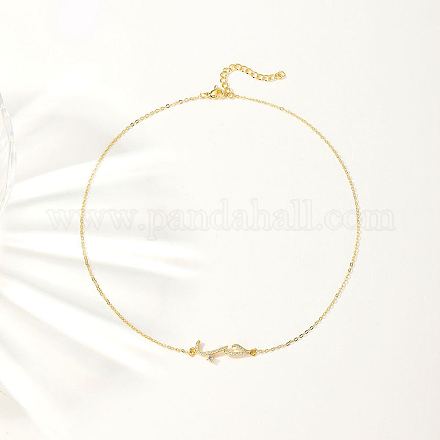 Ожерелье с подвеской в форме волны кубического циркония и золотыми латунными цепочками RP3424-2-1