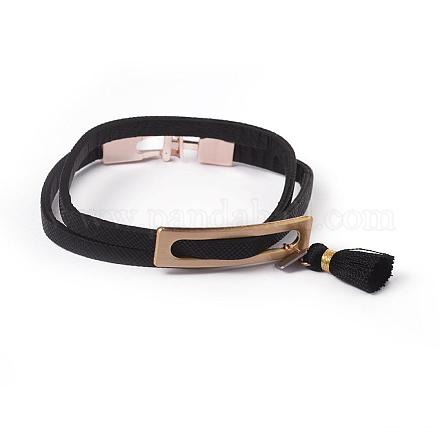 2-boucle bracelets d'enveloppe de cordon en cuir BJEW-K119-15G-1