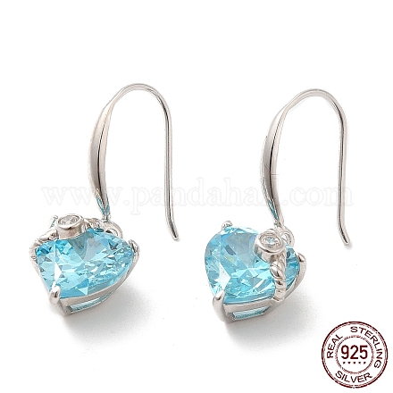 Boucles d'oreilles pendantes coeur zircone cubique EJEW-P231-46P-11-1