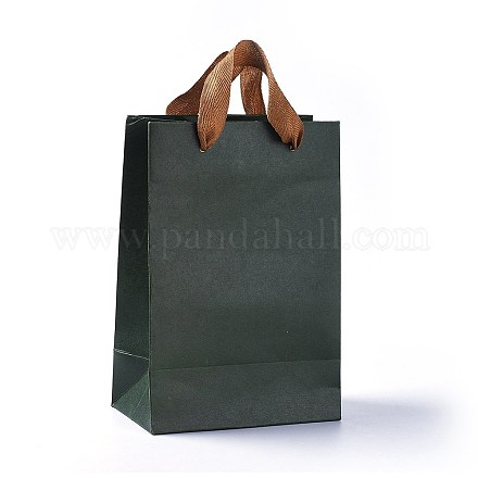 クラフト紙袋  ギフトバッグ  ショッピングバッグ  コットンコードハンドル付き  シーグリーン  22x15x0.3cm CARB-WH0009-01A-02-1