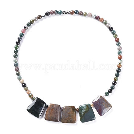 Redondo y collares de abalorios de piedras preciosas naturales trapezoidales NJEW-F103-13A-1